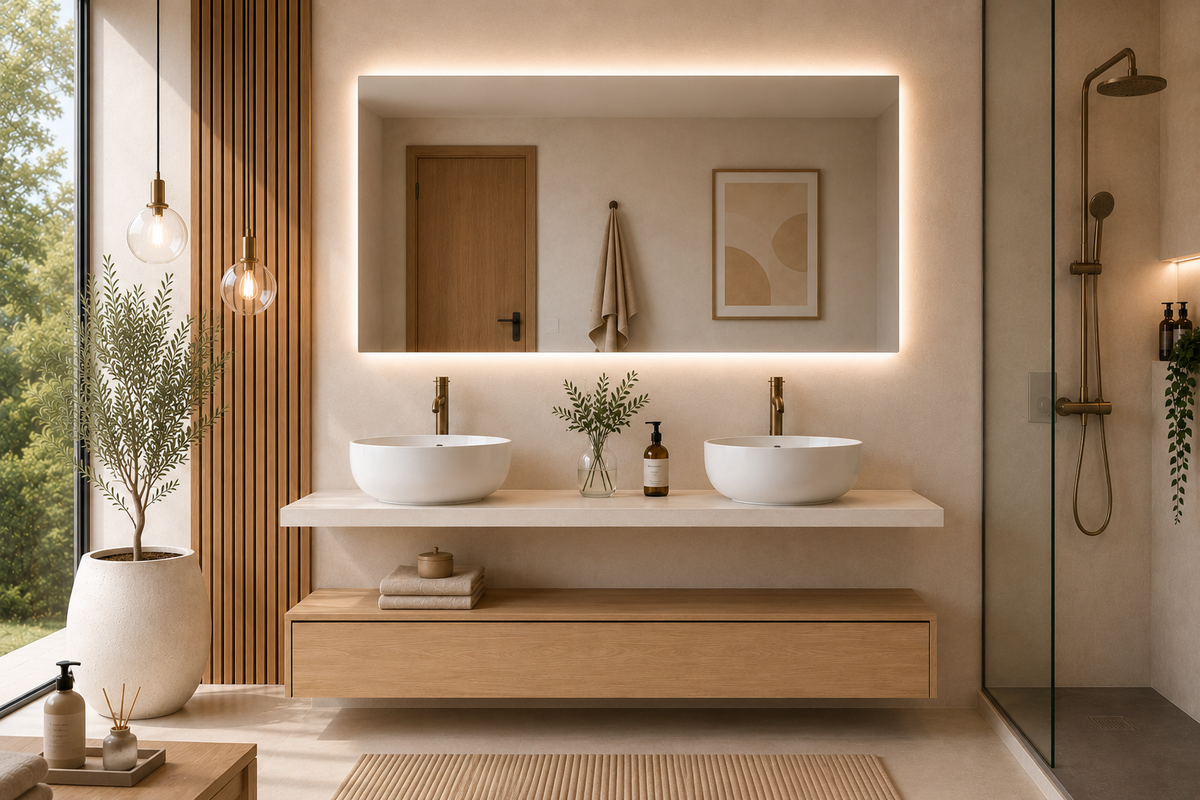Mobilier de baie suspendat, modul stepă/blat alb, CERDEÑA