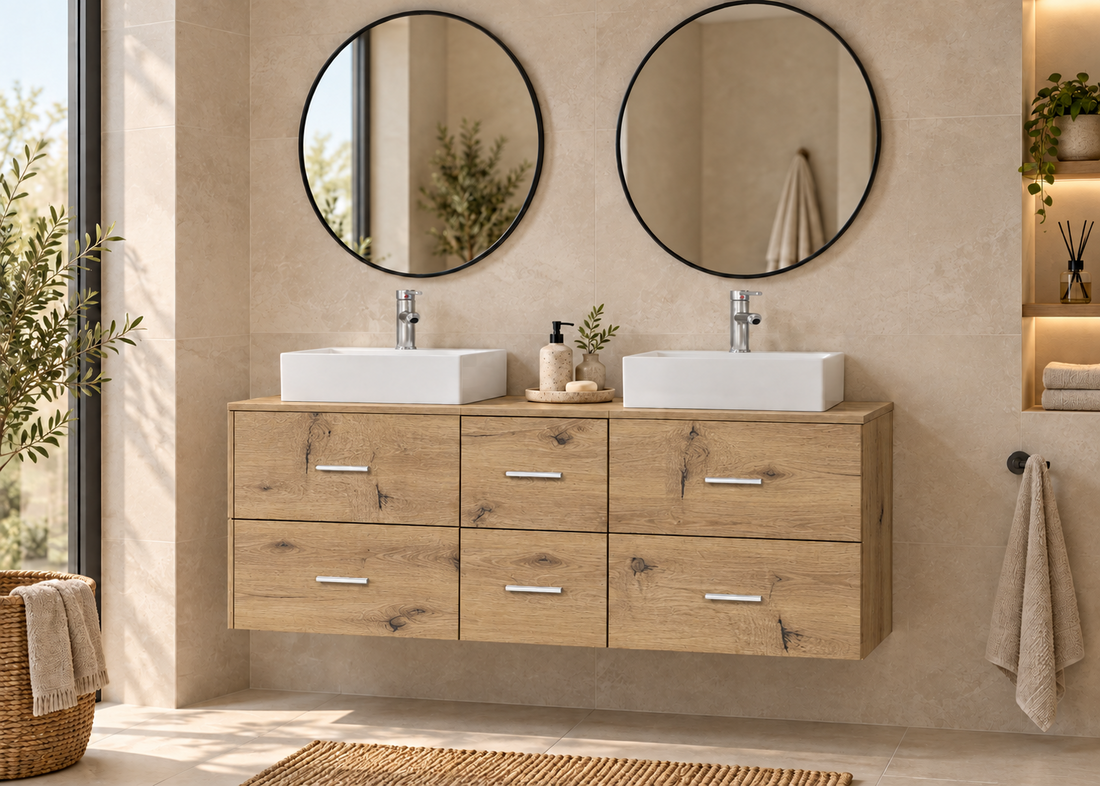 Mobilier de baie MILOS 121 cu 2 lavoare LIBRA