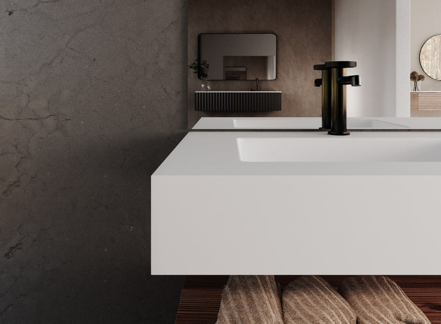 LEX Solid Surface blat cu 1 lavoar sub blat, mască frontală de până la 12 cm