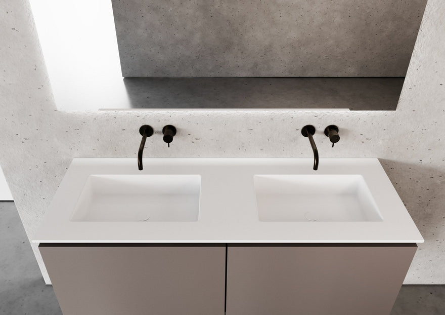 LEX Solid Surface blat cu 2 lavoare sub blat, margine de 12 mm